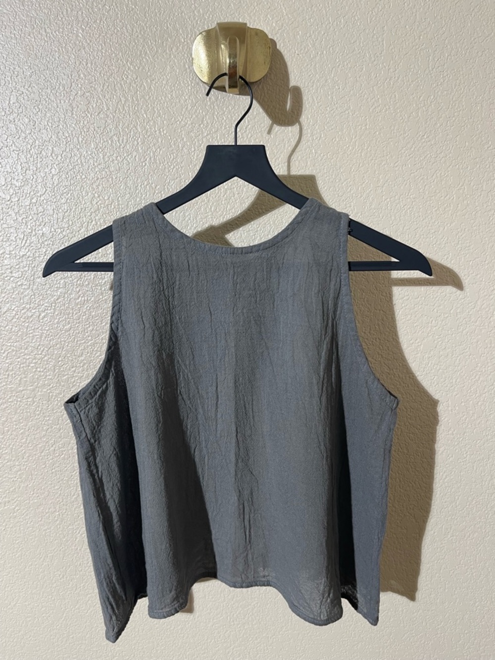 Relaxed Charcoal Gray Sleeveless Tank Top